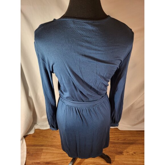 Amour Vert Teal Blue Modal Size XS Keyhole Long Sleeve Dress - Picture 5 of 7